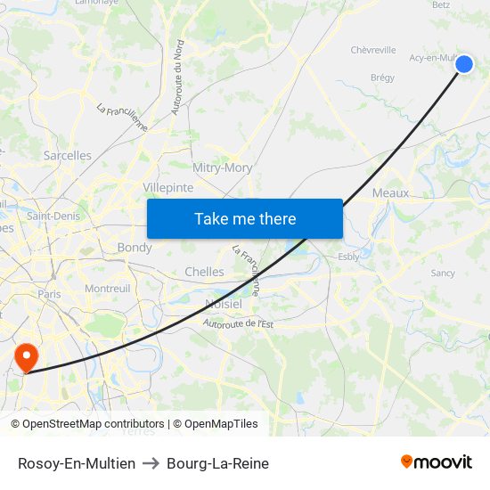 Rosoy-En-Multien to Bourg-La-Reine map