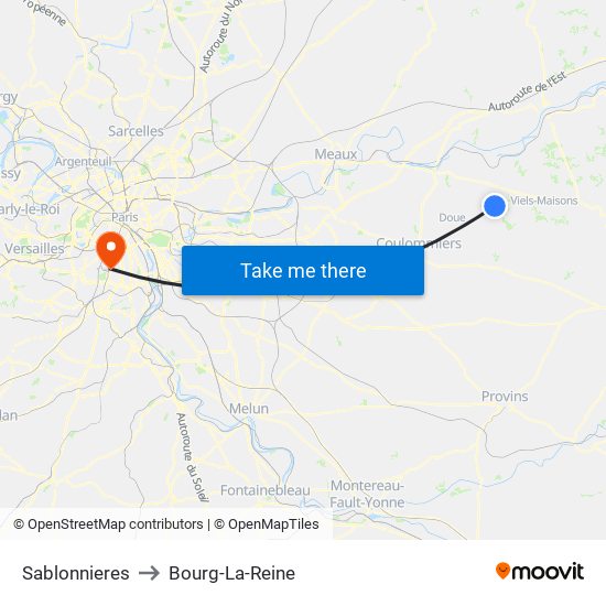 Sablonnieres to Bourg-La-Reine map