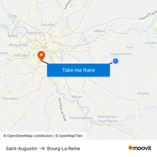Saint-Augustin to Bourg-La-Reine map