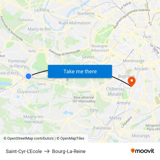 Saint-Cyr-L'Ecole to Bourg-La-Reine map