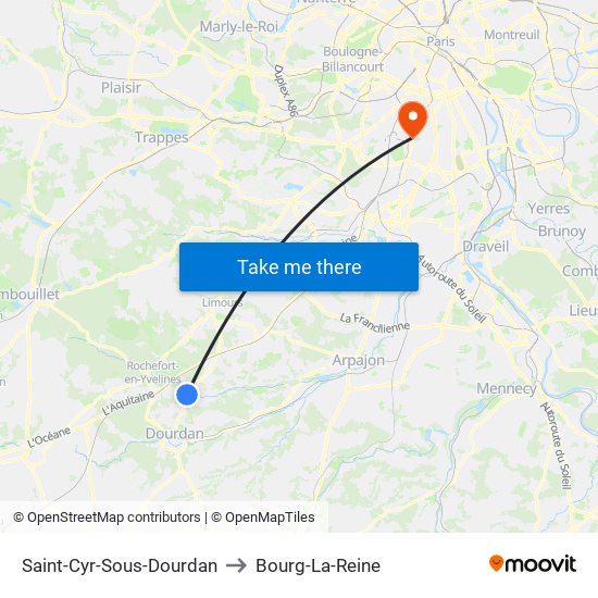 Saint-Cyr-Sous-Dourdan to Bourg-La-Reine map