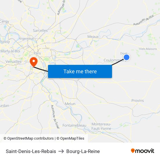 Saint-Denis-Les-Rebais to Bourg-La-Reine map