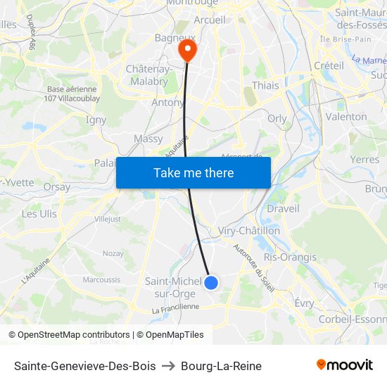 Sainte-Genevieve-Des-Bois to Bourg-La-Reine map