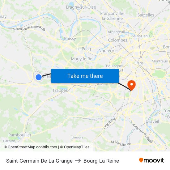 Saint-Germain-De-La-Grange to Bourg-La-Reine map