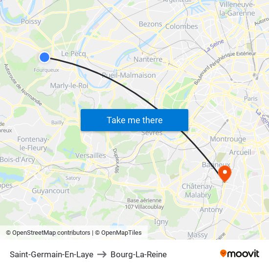 Saint-Germain-En-Laye to Bourg-La-Reine map
