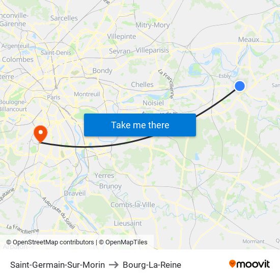 Saint-Germain-Sur-Morin to Bourg-La-Reine map