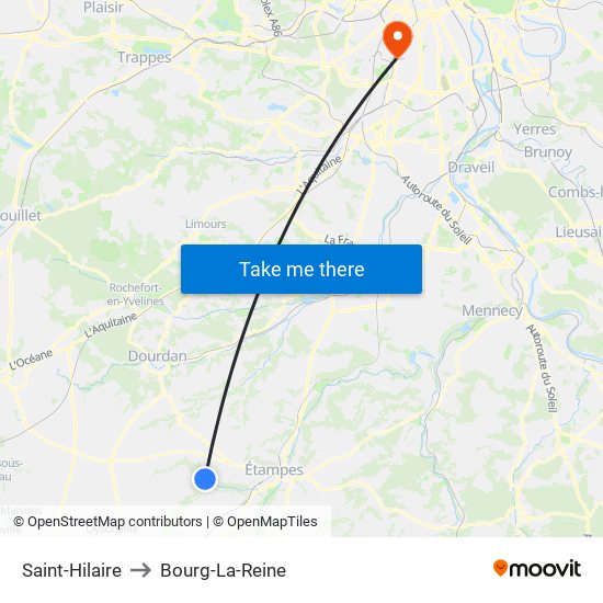 Saint-Hilaire to Bourg-La-Reine map