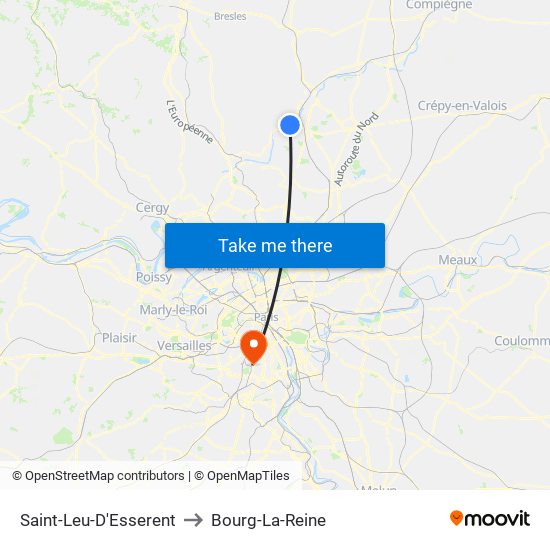 Saint-Leu-D'Esserent to Bourg-La-Reine map