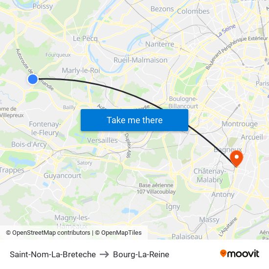 Saint-Nom-La-Breteche to Bourg-La-Reine map