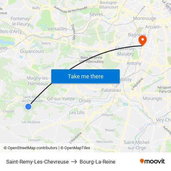 Saint-Remy-Les-Chevreuse to Bourg-La-Reine map