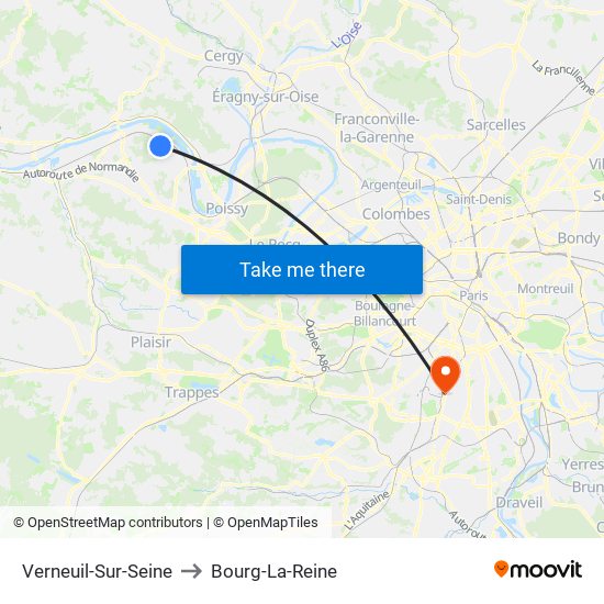 Verneuil-Sur-Seine to Bourg-La-Reine map