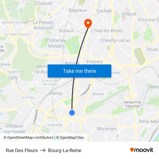 Rue Des Fleurs to Bourg-La-Reine map