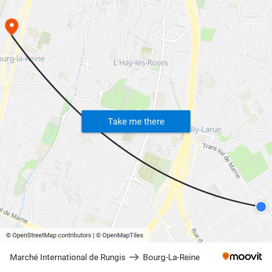 Marché International de Rungis to Bourg-La-Reine map