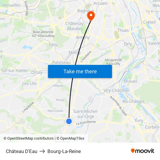 Château D'Eau to Bourg-La-Reine map