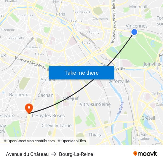 Avenue du Château to Bourg-La-Reine map