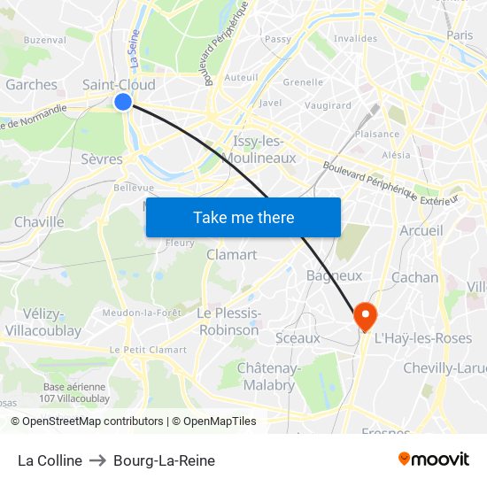 La Colline to Bourg-La-Reine map