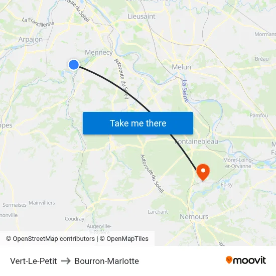 Vert-Le-Petit to Bourron-Marlotte map