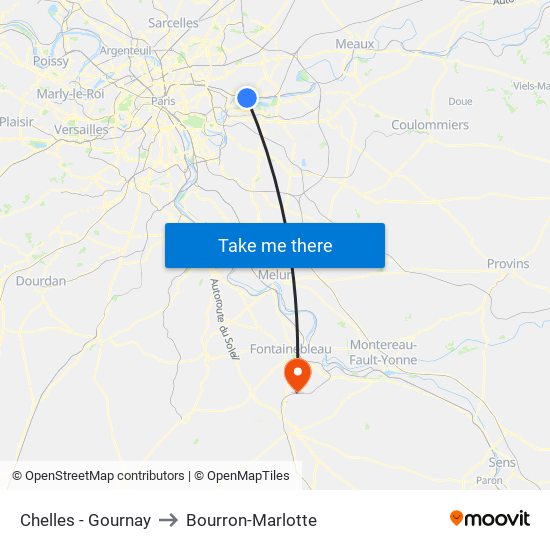 Chelles - Gournay to Bourron-Marlotte map