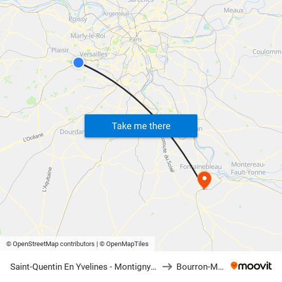 Saint-Quentin En Yvelines - Montigny-Le-Bretonneux to Bourron-Marlotte map