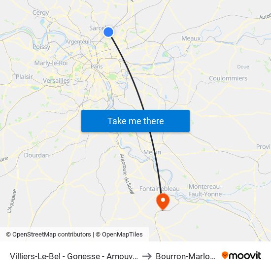 Villiers-Le-Bel - Gonesse - Arnouville to Bourron-Marlotte map