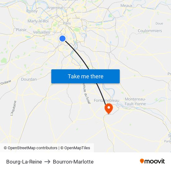 Bourg-La-Reine to Bourron-Marlotte map