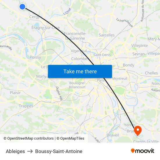 Ableiges to Boussy-Saint-Antoine map