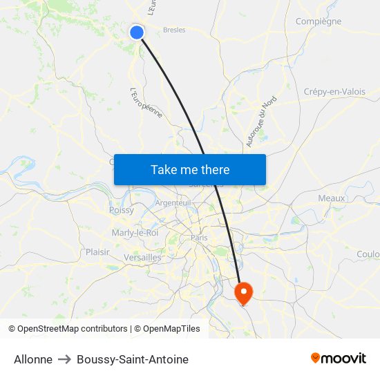 Allonne to Boussy-Saint-Antoine map