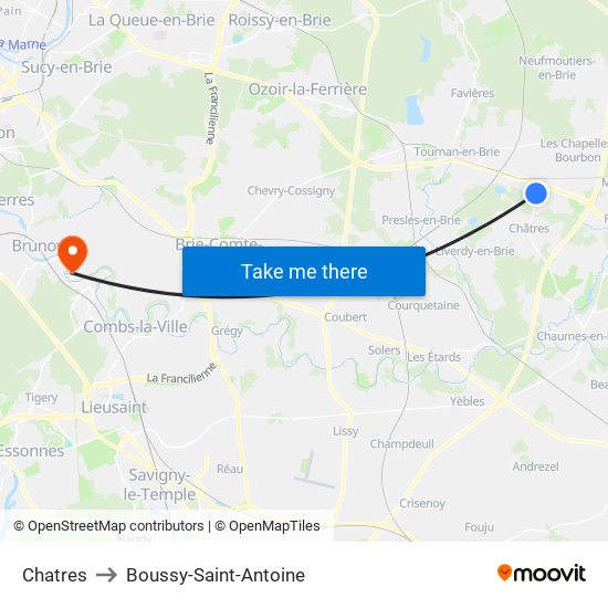 Chatres to Boussy-Saint-Antoine map