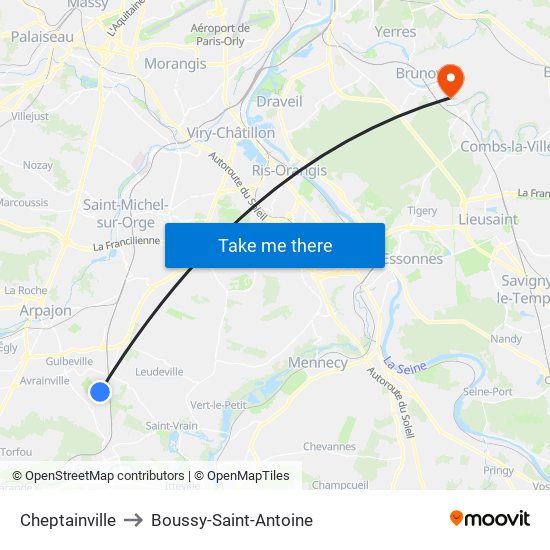 Cheptainville to Boussy-Saint-Antoine map