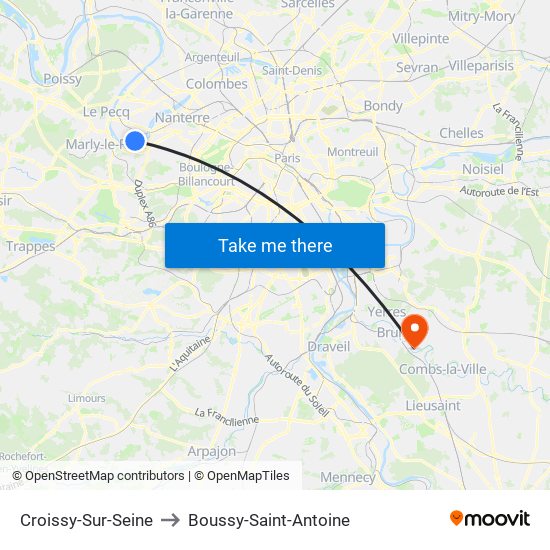 Croissy-Sur-Seine to Boussy-Saint-Antoine map