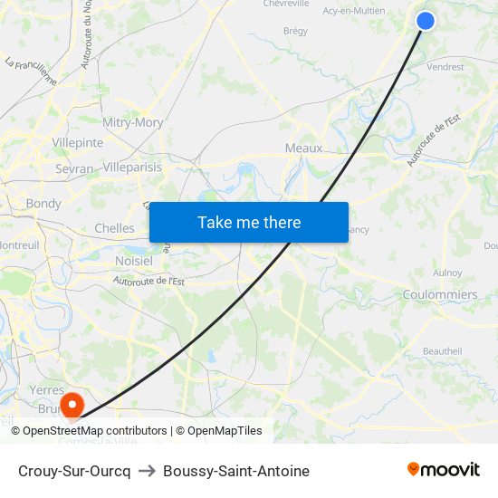 Crouy-Sur-Ourcq to Boussy-Saint-Antoine map