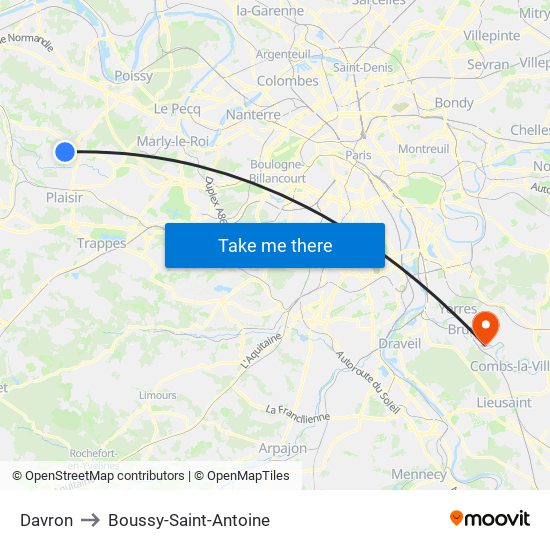 Davron to Boussy-Saint-Antoine map