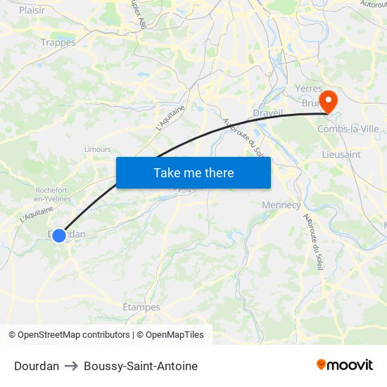 Dourdan to Boussy-Saint-Antoine map