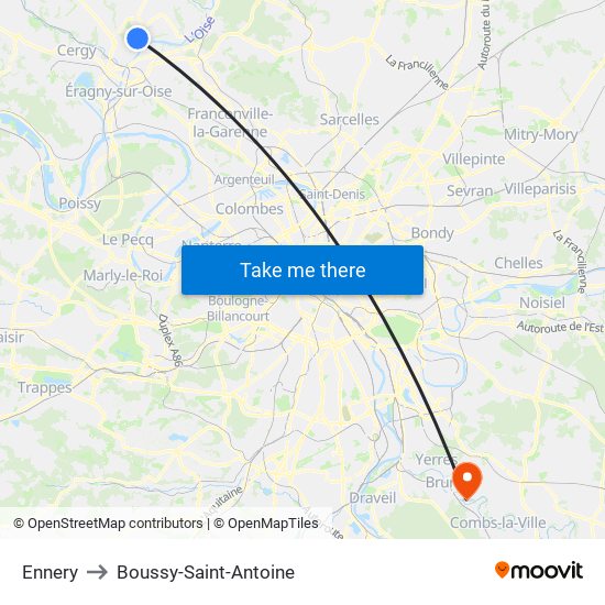 Ennery to Boussy-Saint-Antoine map