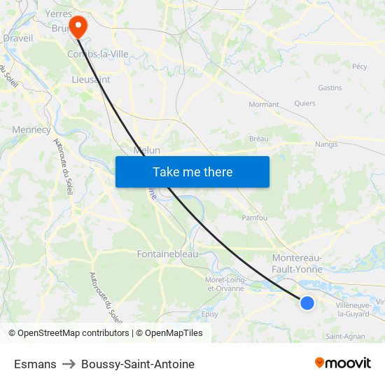 Esmans to Boussy-Saint-Antoine map
