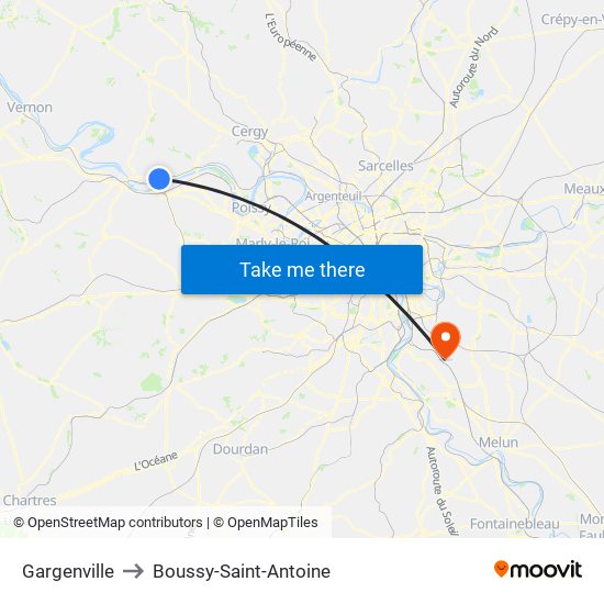 Gargenville to Boussy-Saint-Antoine map
