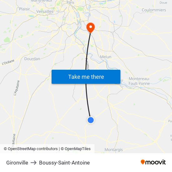 Gironville to Boussy-Saint-Antoine map