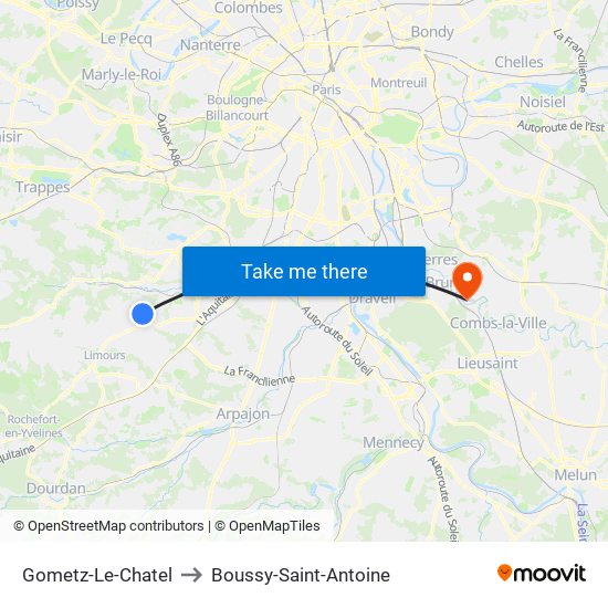 Gometz-Le-Chatel to Boussy-Saint-Antoine map