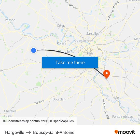 Hargeville to Boussy-Saint-Antoine map