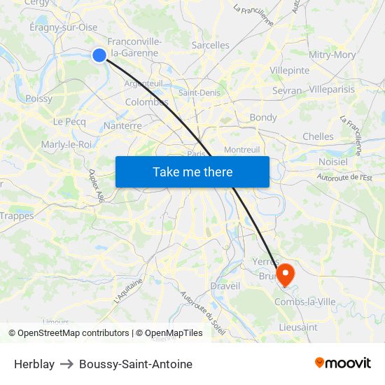 Herblay to Boussy-Saint-Antoine map