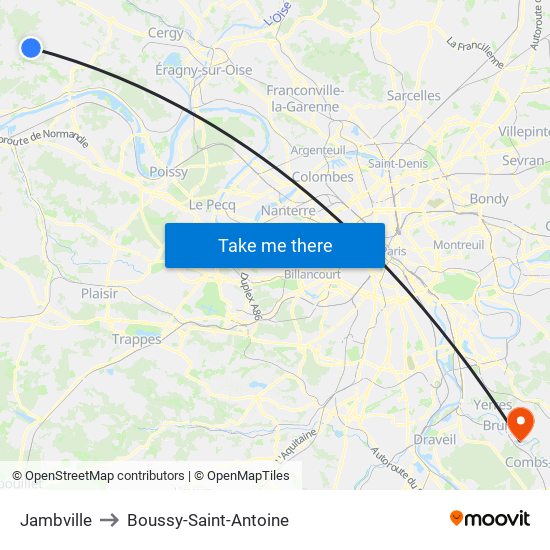 Jambville to Boussy-Saint-Antoine map