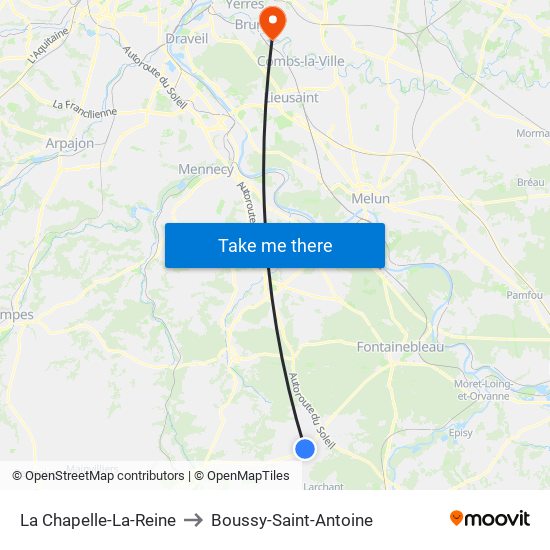 La Chapelle-La-Reine to Boussy-Saint-Antoine map