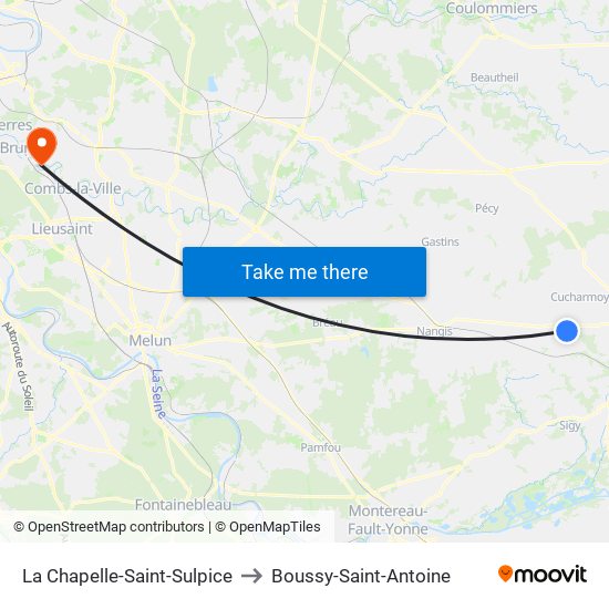 La Chapelle-Saint-Sulpice to Boussy-Saint-Antoine map
