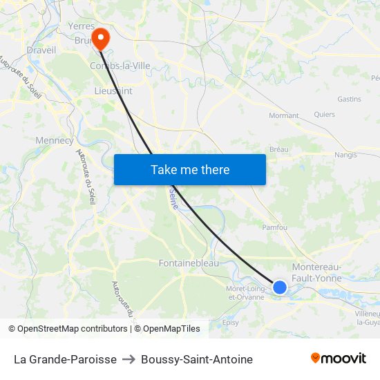 La Grande-Paroisse to Boussy-Saint-Antoine map