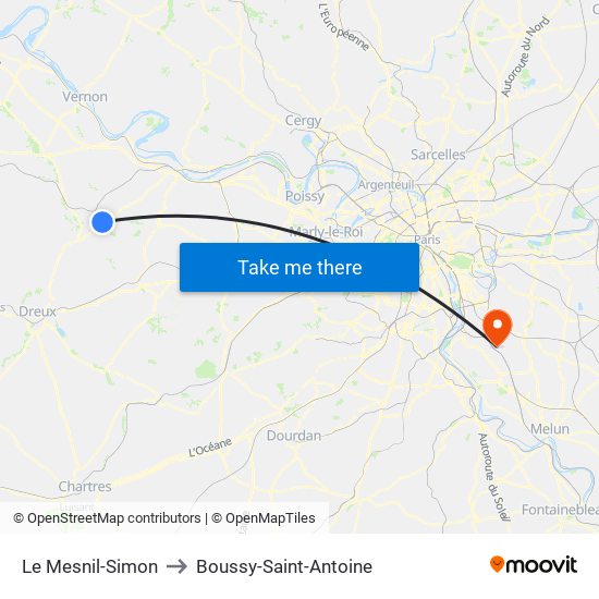 Le Mesnil-Simon to Boussy-Saint-Antoine map