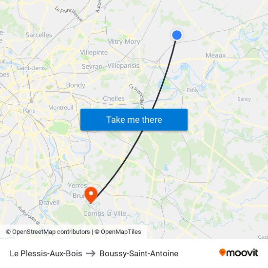 Le Plessis-Aux-Bois to Boussy-Saint-Antoine map