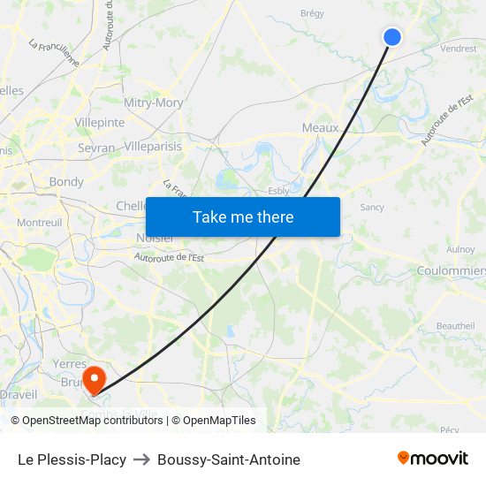 Le Plessis-Placy to Boussy-Saint-Antoine map