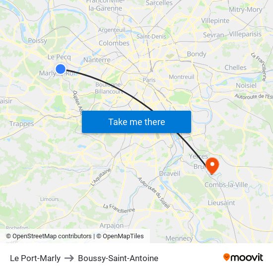 Le Port-Marly to Boussy-Saint-Antoine map