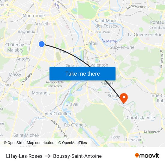 L'Hay-Les-Roses to Boussy-Saint-Antoine map