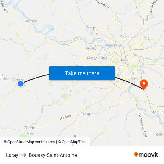 Luray to Boussy-Saint-Antoine map